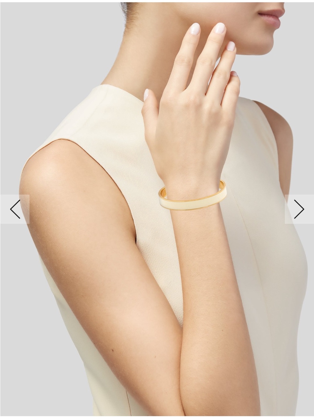 kate spade Cream Enamel and Gold-Tone Hinged Bangle Bracelet - Picture 2 of 4